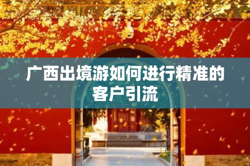 广西出境游如何进行精准的客户引流