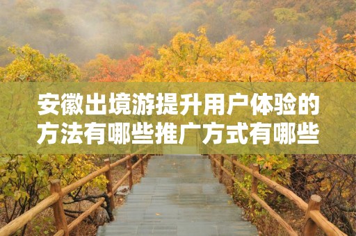 安徽出境游提升用户体验的方法有哪些推广方式有哪些