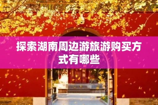探索湖南周边游旅游购买方式有哪些